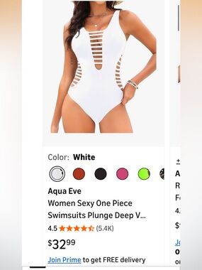 Chic White Strappy Cutout One-Piece Swimsuit NWT